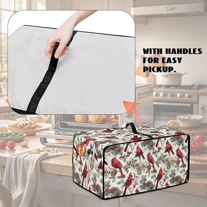 Doojoayie 4 Slice Toaster Cover Cardinal Bird Toaster Oven Cover Stain Resistant Small Appliance Dust Protector Modern Home Decor Gift for Mother, Wife, Women Cook