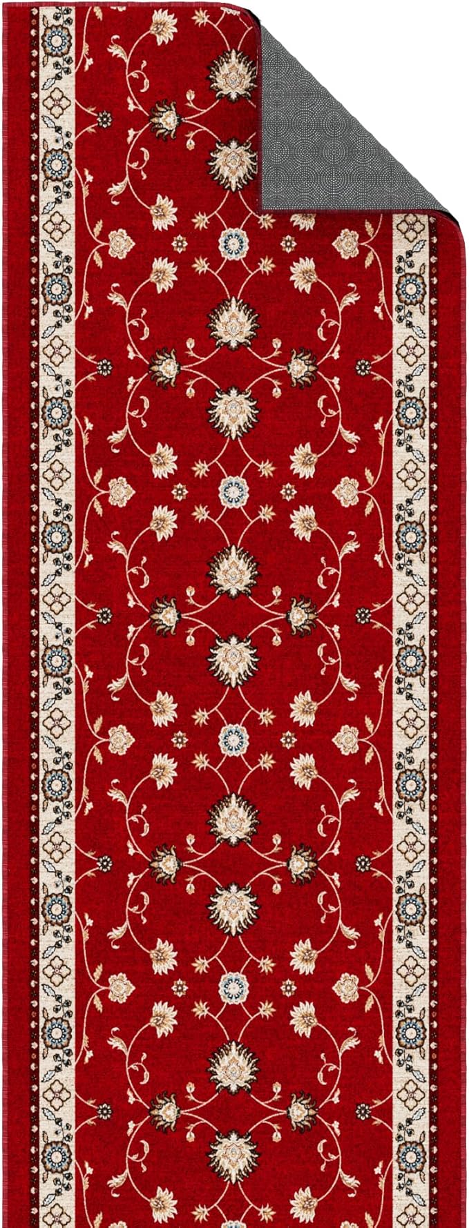 Ottomanson 3-Piece Kitchen Rug Set - Non Slip Runner & Washable Mat - 1'11" x 3' + 1'11" x 4' + 1'11"' x 5' - Durable, Stain Resistant for Entryway, Bedroom and Bathroom, Mahal Red