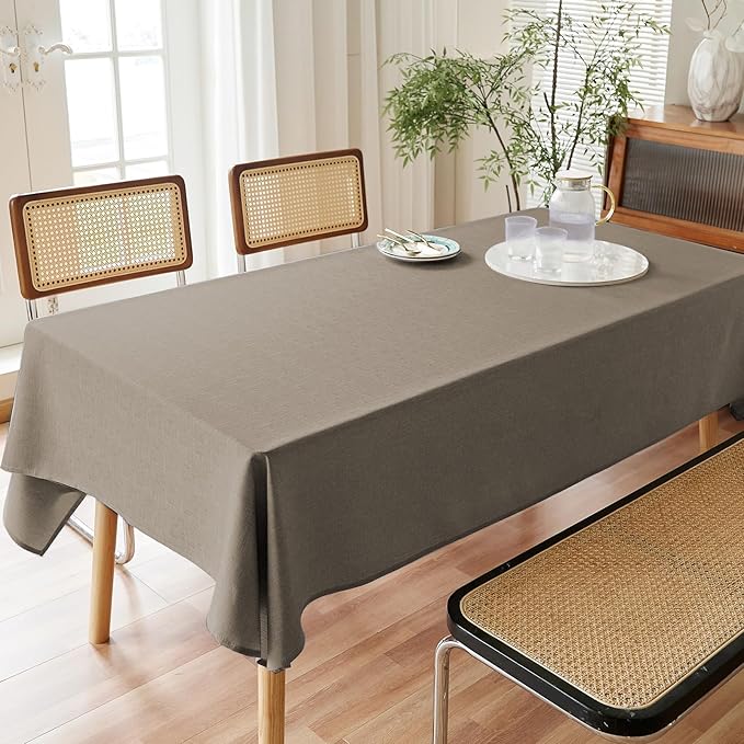 AUSSPVOCT Textured Linen 60 Inch Round Tablecloth Up to 40'' Tables, Waterproof Spill-Proof Round Table Cloth Wrinkle Free Circle Dining Table Cover for Birthday Farmhouse Outdoor Kitchen