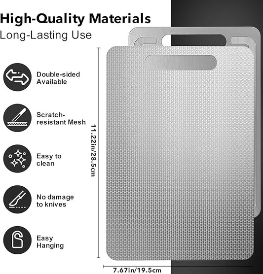 Titanium Cutting Board -100% Pure Titanium Cutting Boards For Kitche,Easy to clean, Double-sided food-grade Cutting Board camping For Meats, Fruits And Vegetables 12 * 8IN