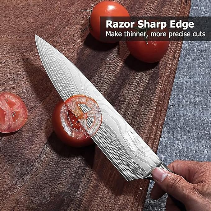 3 PCS Japanese Chef Knife Set – High Carbon Stainless Steel Nakiri Knives, Ultra Sharp Chef Knives, Multi-purpose Kitchen Knives for Precise Cutting, with Stylish Gift Box