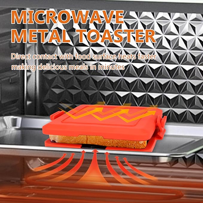 Microwave Toastie Sandwich Maker,Micro Munchy Microwave Toastie Maker, Versatile Small Toaster, Easy to Clean and Store, Perfect for Cooking Breakfast, Grilled Cheese, Snacks (Red)
