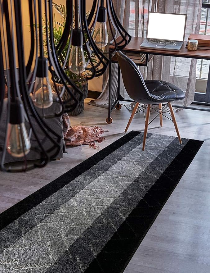 Custom Size Hallway Runner Rug Grey Color 31 inch Wide Select Your Length Non-Slip (Skid Resistance) Rubber Backing 28 feet x 31 inch