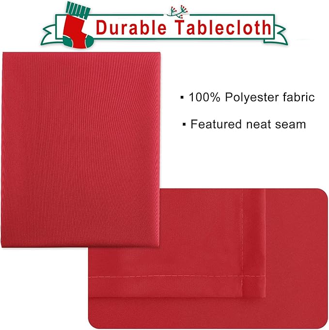 Hiasan Red Tablecloth for Rectangle Tables -Waterproof Spillproof & Wrinkle Resistant Washable Polyester Table Cloth for Dining/Party/Outdoor Picnic, 70 x 140 inch