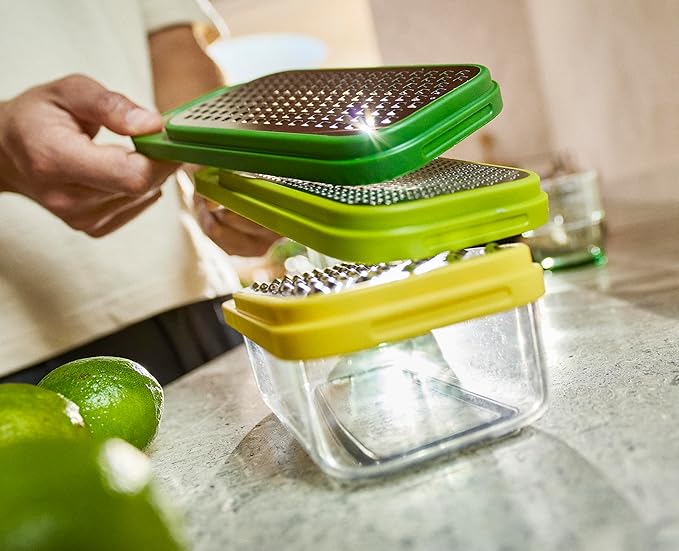 Joseph Joseph Multi-Grate & Store Cheese Grater & Zester Set, 3-in-1 Box Grater with Food Storage Container