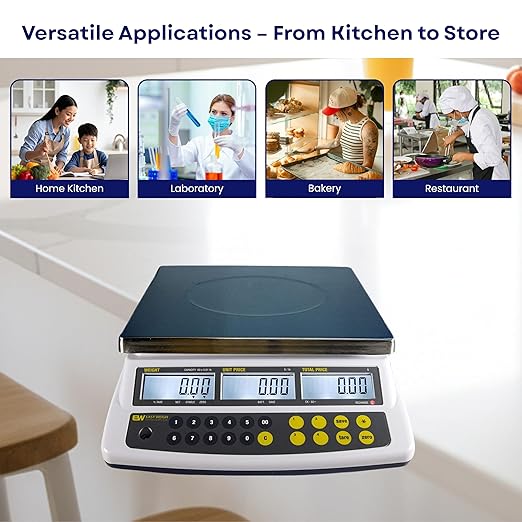 Aquos Price Computing Scale – CK Series Class III NTEP Legal for Trade | Commercial Food Scale with Rechargeable Battery | Digital Kitchen Scale with Stainless Steel Platter & LCD Display (60 lbs)
