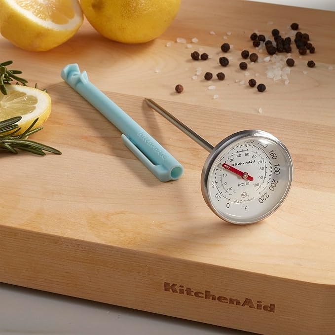 KitchenAid KQ919MW Analog Instant Read Food and Meat Thermometer with 1.75-inch Dial, Recalibration Feature, Mineral Water Storage Sleeve