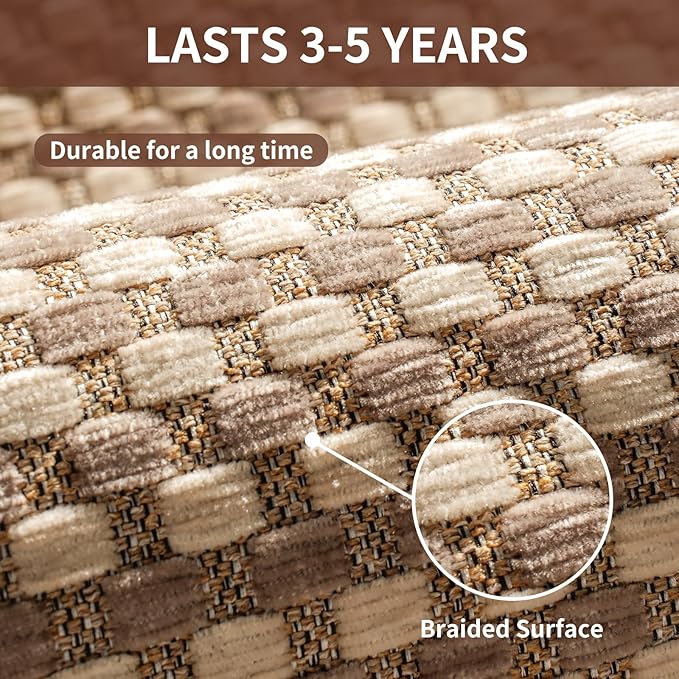 Kitchen Mat Kitchen Rugs Sets of 2 PCS Non Slip Washable, Super Absorbent Soft Braided Kitchen Mats for Floor, Rubber Backing Comfort Standing Kitchen Sink Mat Runner Rug, Brown 17"x28"+17"x47"