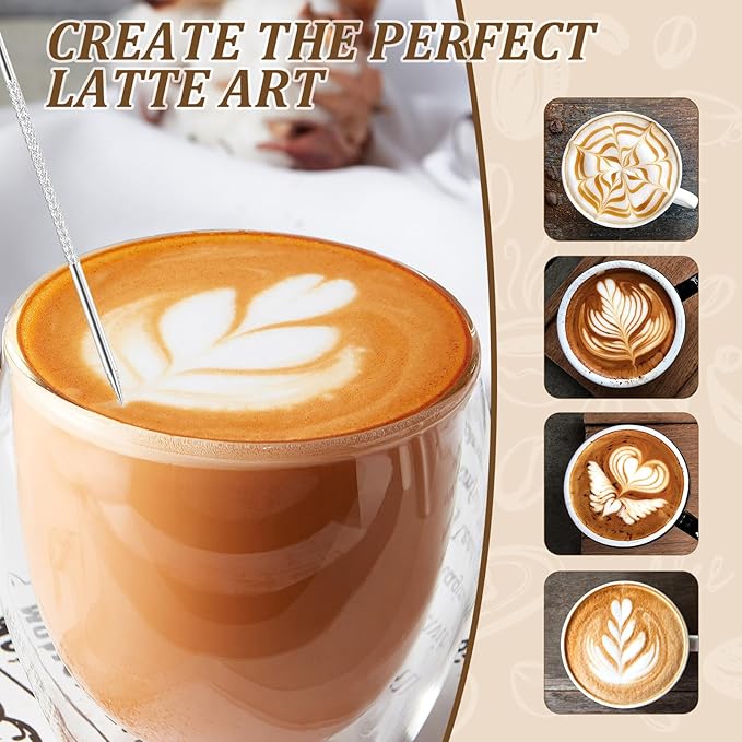 Milk Frothing Pitcher, 20oz/600ml Stainless Steel Milk Frother Cup Measurement, Barista Espresso Steaming Jug with Coffee Art Pen and Ergonomic Handle for Cappuccino Latte Art(silver,600ml)
