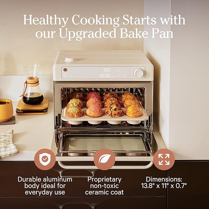 Our Place Wonder Oven Pro Essentials Kit with Large Aluminum Bake Pan and Steel Air Fryer Basket | Non-Toxic, Non-stick, Easy-to-Clean Baking & Frying Accessories, Oven-Safe up to 450°F | Cream
