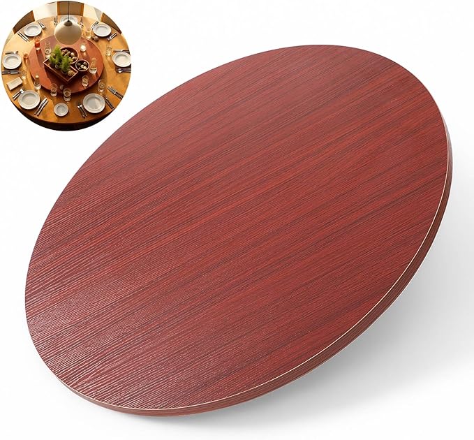20" Walnut Wood Lazy Susan for Table Top, Large Turntable Rotating Serving Tray for Counter Top Solid Wooden Round Lazy Susan Organizer for Kitchen Spinning Food Server Centerpieces