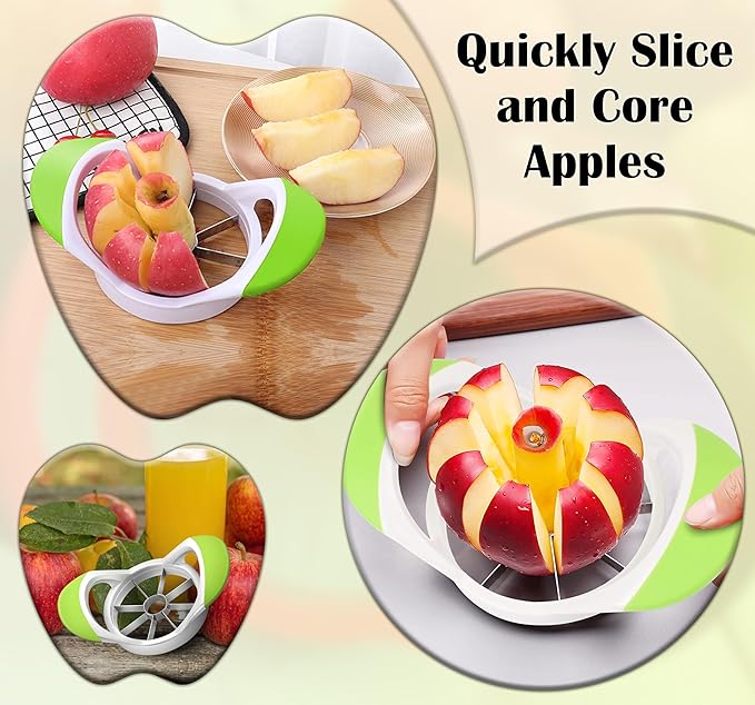 ARSUK Apple Cutter Slicer and Corer (8 Blades) - Thin Slice apple wedger, 2 in 1 Apple Core Remover and Cutter Tools, Non-Slip Soft Grip Handles