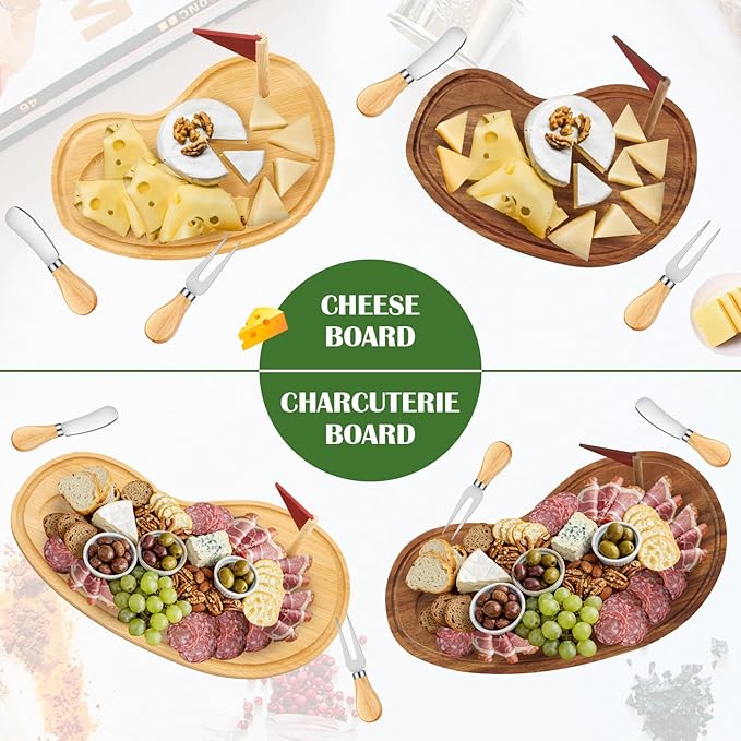 Ziliny Golf Cheese Board Gift Set Golf Party Favor Prizes Charcuterie Wood Board with Knives and Box Father Day Gift for Dad Grandpa Party Tournament Game(Bamboo Color,15 x 8.3 x 0.47 ")