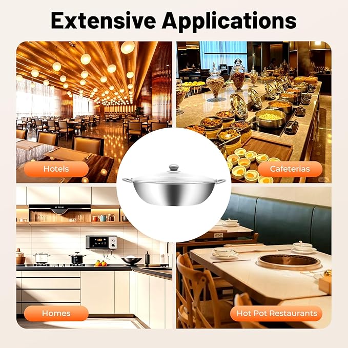 Stainless Steel Hot Pot with Divider, 13 In Dual Sided Nonstick Shabu Shabu Pot with Lid, Dual Handle Divided Stockpot for Cooking, Soup Cookware for Induction Cooktop Gas Stove