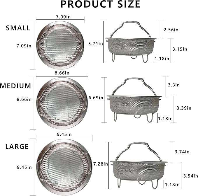 Stainless Steel Steamer Basket - Pot Insert for Vegetable, Dumpling, Fruits, Multi-Purpose Mesh Strainer for Cooking
