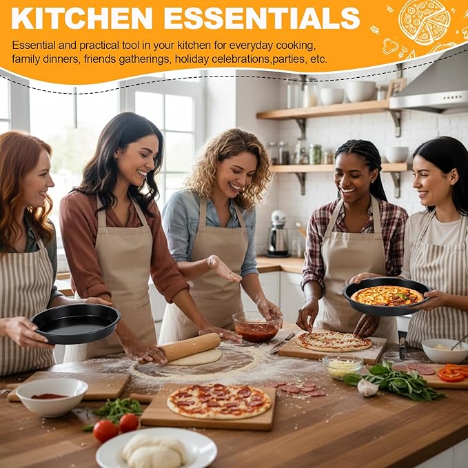 Gandeer 8 Pcs mini pie tins 4 inch Pie Pan Dish for Baking Carbon Steel Pizza Nonstick Plate Bakeware Set Oven Air Fryer Cake Bread Meat (9 Inch,Black)