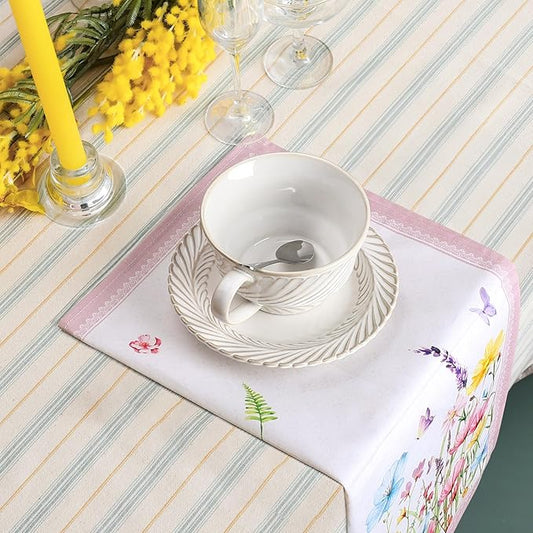 Wildflower Napkins, 18×18 Inch Butterfly Dinner Cloth Napkins Set of 6, Washable Cotton Soft Absorbent Square Napkins for Dining Kitchen Party Wedding Decoration