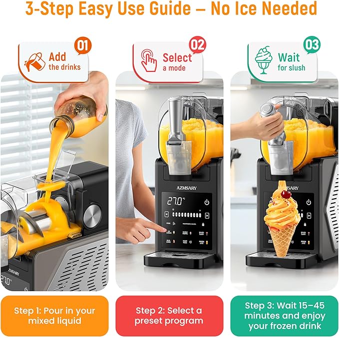 Slushie Machine, 85oz Ice Cream Machine & Slushy Machine for home, with LED Display, 6 Preset Programs for Margaritas, Frappés, Milkshakes, and Soft Serve, Automatic Cleaning, No Ice Needed