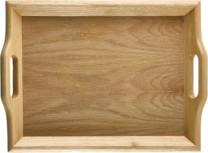 G.E.T. RST-1814-N Wooden Room Service Serving Tray with Handles, 19" x 14.25", Natural