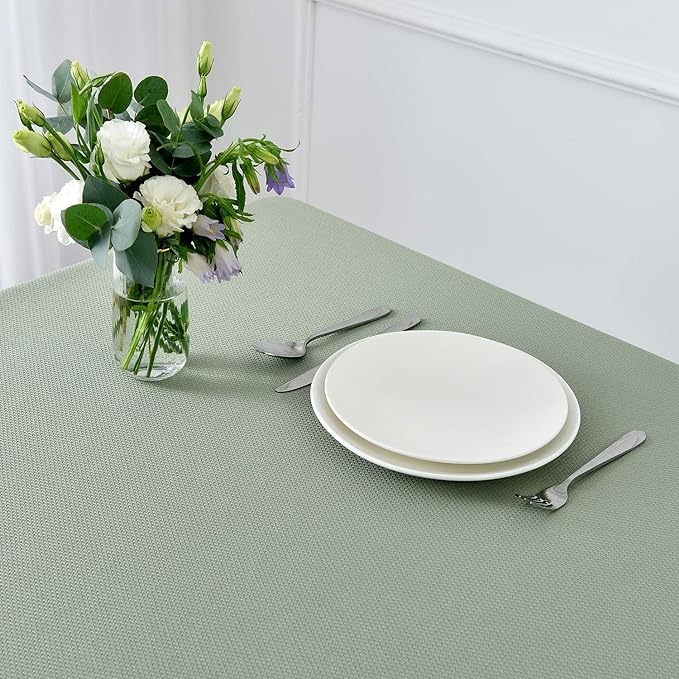 maxmill Textured Tablecloth Stain Resistant Waterproof and Wrinkle Resistant Washable Soft Table Cloth, Fabric Table Cover for Dining Room and Outdoor Use, Rectangle 60 x 120 Inch, Sage Green