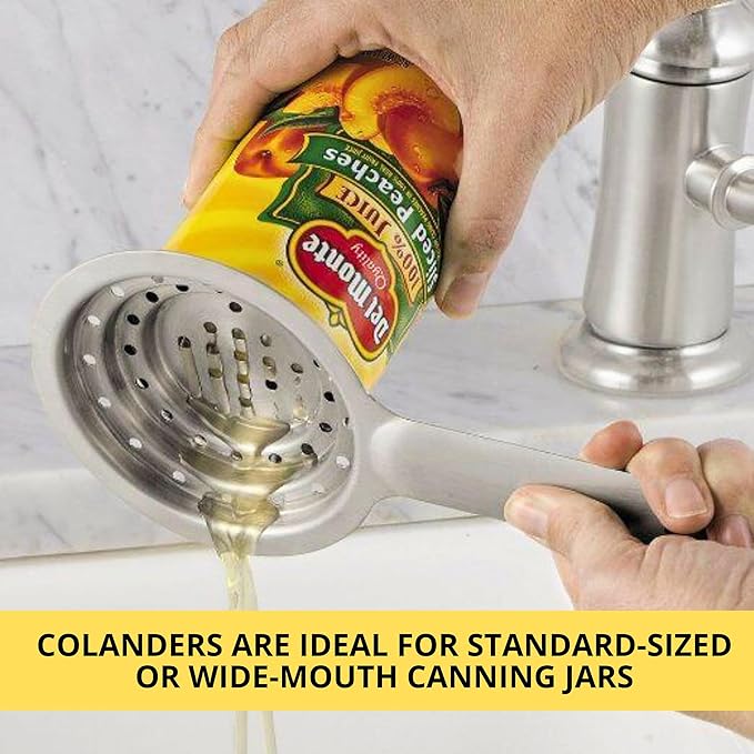 Pack of 2 Universal Can Colanders – Multipurpose Food Grade Colander with Handle for Large and Small Cans Vegetable Fruit Tuna Fish Strainer Small Strainer Set Stainless Steel