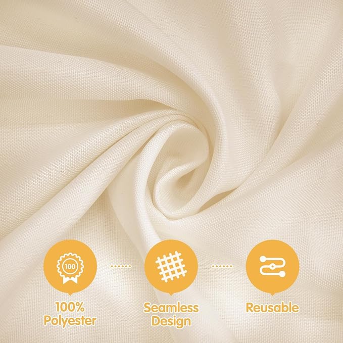 BRILLMAX 8 Pack Beige Tablecloths 60 x 126 Inch for 8ft Rectangle Tables - 150 GSM Polyester Fabric, 15" Standard Drop, Water, Stain & Wrinkle Resistant Cloth Cover for Wedding Banquet Dining Buffet