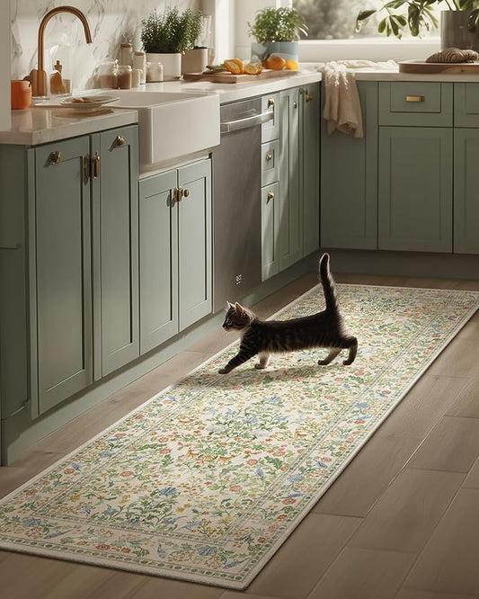 Washable Runners for Hallways Kitchen Rug: 2'x6' Runner Rugs Stain Resistant Non Slip Low Pile Soft Rug Runners for Kitchen Hallways Bedroom Entryway Indoor Living Room Farmhouse