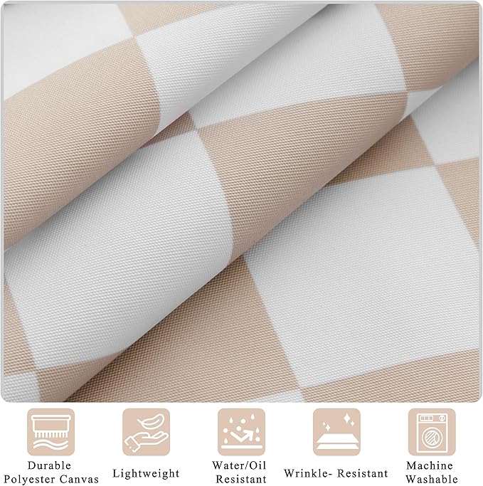 2 Pack Checkered Kitchen Apron, Beige Checkerboard Aprons for Women with Pockets, Chef Apron for Men, Waterproof Aprons for Cooking