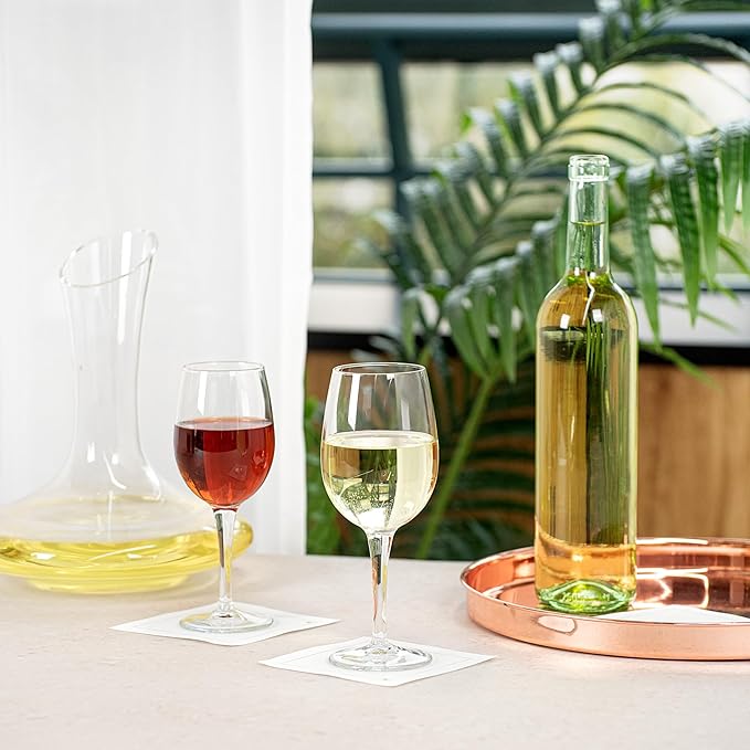 Restaurantware Cascata 8 Ounce White Wine Glasses Set Of 12 Tempered White Wine Glass Set - All-Purpose Chip-Resistant Lead-Free Glass Wine Glasses White Dishwasher-Safe For Red Or White Wine