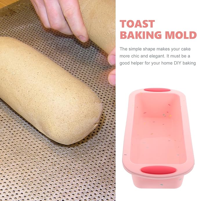 SEWCHICS Silicone Bread Baking Mold and Toast Loaf Pan Non-Stick Pink Rectangular Cake Bake Mold for Home Baking