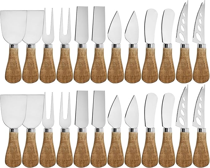Charcuterie Board Accessories Spreader Knife Set Cheese Butter with Wooden Handles Mini Serving Tongs Spoons Forks Toothpick Flags for party Wedding Christmas (ABX-6)