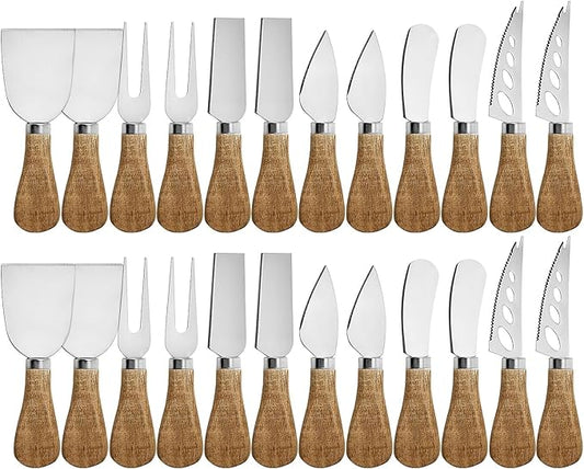 Charcuterie Board Accessories Spreader Knife Set Cheese Butter with Wooden Handles Mini Serving Tongs Spoons Forks Toothpick Flags for party Wedding Christmas (ABX-6)