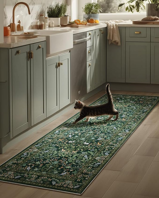 Washable Runners for Hallways Kitchen Rugs: 2'x6' Runner Rug Stain Resistant Non Slip Low Pile Soft Carpet Runners for Hallways Bedroom Kitchen Entryway Indoor Living Room Farmhouse