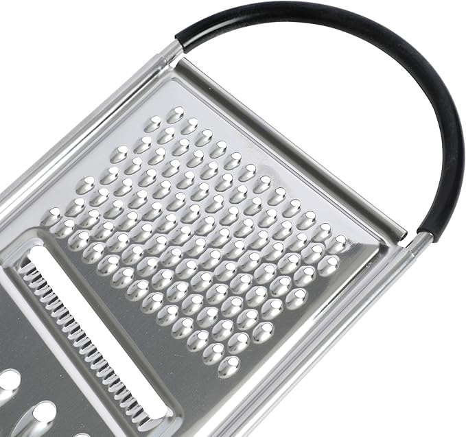 Oster Helmsdale Flat Cheese Grater With Anti-Slip Handle, Stainless Steel Zester/Multi-Functional Tool for Kitchen Preperation, Black
