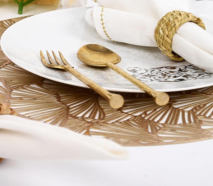 ALPHA Living HOME Rattan Napkin Rings Set of 12 - Handcrafted Cane Serviette Holders for Table Decor, Weddings, Partiess, Dinners, Rustic Boho Style Napkin Rings Natural.