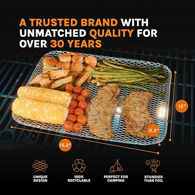 Oscarware 16" x 12" Disposable Grill Topper, Aluminum, 24-Pack – Perfect for BBQs, Tailgates, and Camping
