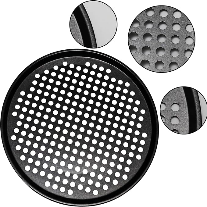 WINDAWNKE 12 Inch Round Pizza Pan with Holes, Carbon Steel Pizza Pans for Frozen & Homemade Pizza, Nonstick Pizza Tray for Oven