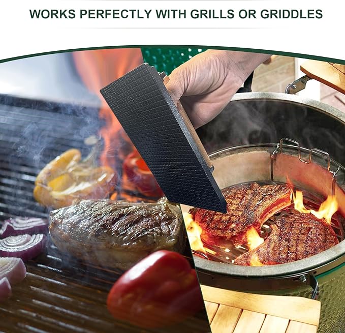 Burger Press, Smash Burger Press for Blackstone Griddle, Heavy Duty Cast Iron Round 7In & Rectangular 8X4In Bacon Grill Press with Wood Handle for Blackstone Camp chef Pitboss Weber Treager
