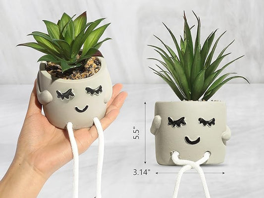 OLEEK small fake plants office decor - fake succulents plants artificial for desk decor - fake plant office decorations for work - office decor for women - office plants cubicle accessories room décor
