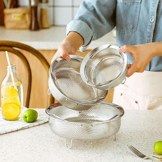 Food Grade Stainless Steel Steamer with Carrying Handle Three Legged Stand, Multifunctional Home Steamer, Essential for Healthy Cooking (5.5in)