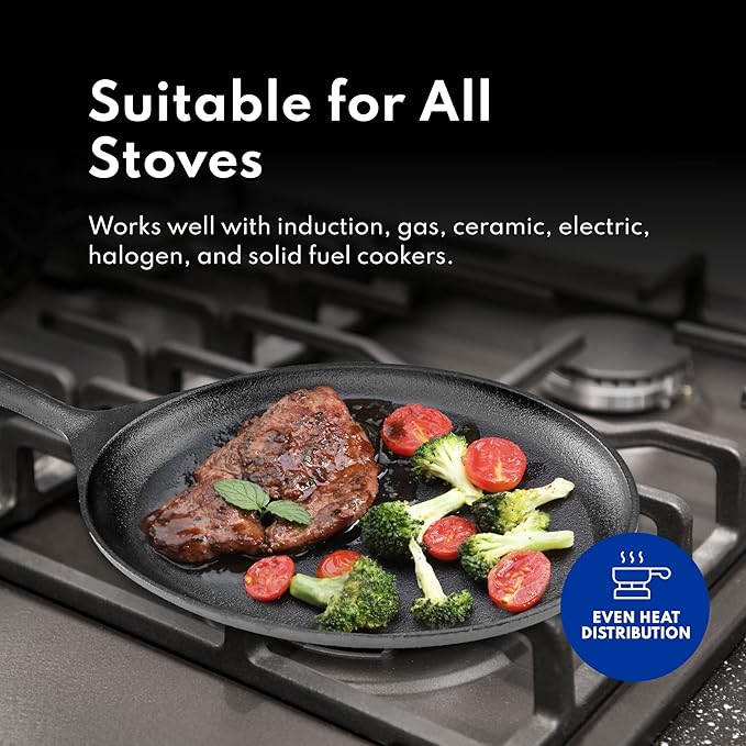 New Star Foodservice 1028614 Commerical Grade Cast Iron Fajita Set, Sizzling Skillet, Japanese Steak Plate