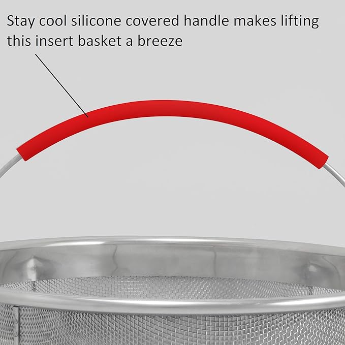 ExcelSteel 8.25" Stainless Steel Strainer Basket, Rinse Drain Sift Sieve Kitchenware Perfect for Pasta, Vegetables, Fruit
