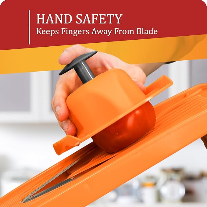 Borner by Reston Lloyd Food Safety Holder for Mandoline Slicers, Cutters & Food Graters, Protective Hand, Finger Guard for Safe Slicing & Grating, Orange