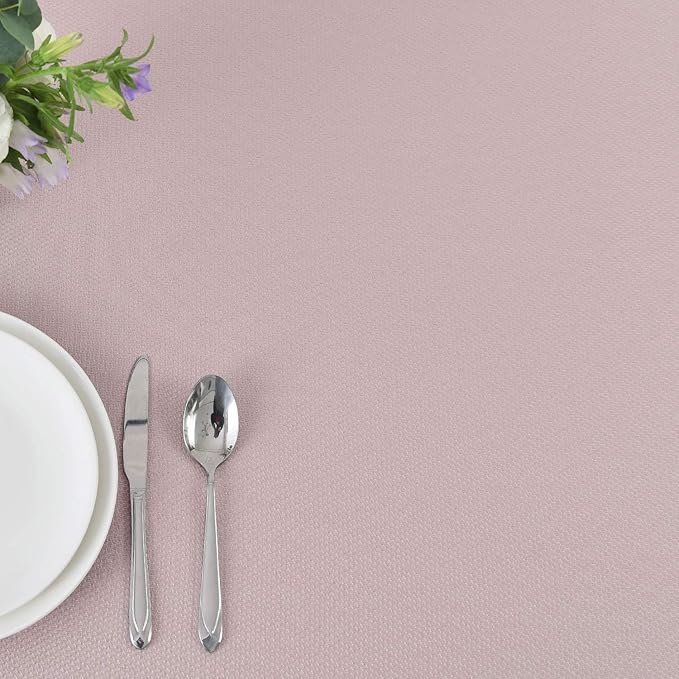 maxmill Rectangle Textured Tablecloth Waterproof Spillproof Wrinkle Free Table Cloth, Kitchen Dinning Tabletop Decoration, Fabric Table Cover for Outdoor and Indoor Use, 52 x 70 Inch, Dusty Pink