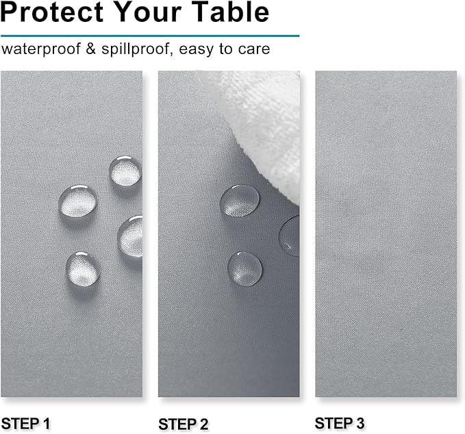Hiasan Silver Grey Rectangle Tablecloth - Waterproof and Spillproof Washable Fabric Table Cloth for Dining Room Kitchen Party and Outdoor, 52 x 70 Inch