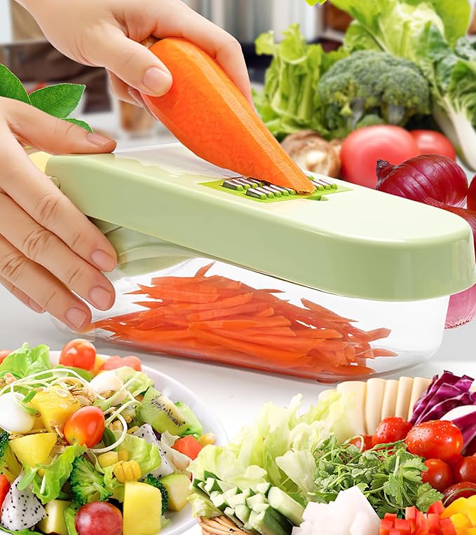 Vegetable Chopper,Onion Chopper, 17 in 1 Professional Mandoline Slicer for Kitchen,Multifunctional Food Chopper,Cheese Grater,Veggie Chopper with Container - Kitchen Gadgets - Home Essentials