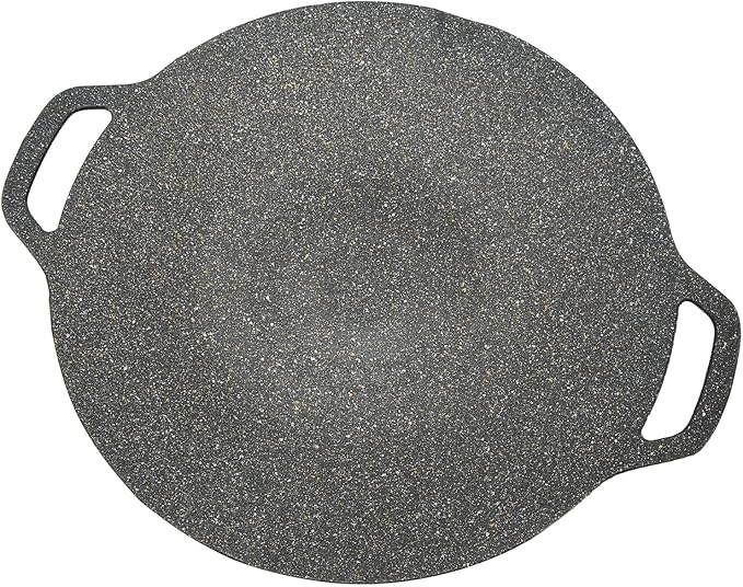 Korean Grill Pan with Non Stick Coating BBQ Griddle for Indoor and Outdoor Cooking Black (30cm)