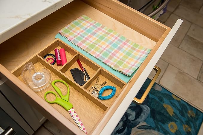 Lipper International 824, Bamboo Wood 4-Compartment Organizer Tray, 11 5/8" x 7 7/8" x 1 3/4"