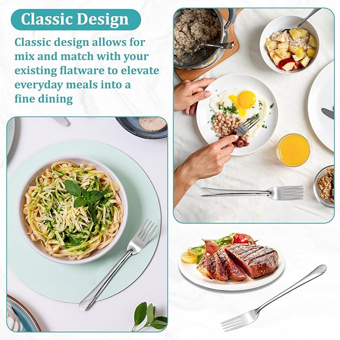 200 Pcs Metal Dinner Forks Bulk Set 7.08 Inches Stainless Steel Forks Silverware Flatware Mirror Polished for Restaurant Home Kitchen Dishwasher Safe
