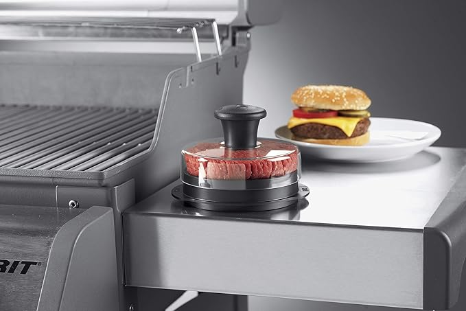 Weber Original Burger Press, Black – Creates Perfect Flat 1/4 lb & 1/2 lb Patties with Built‑in Dimple, Detachable Handle & Nylon Grip
